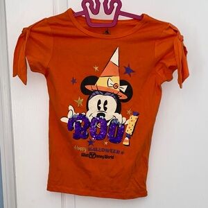 Disney Orange Halloween T-Shirt with Minnie Mouse